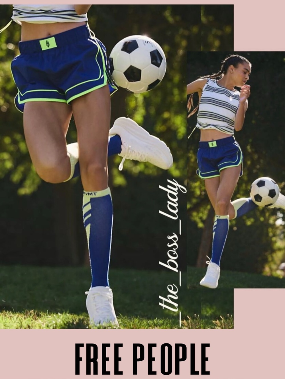 Free People knee high socks blue yellow compression socks